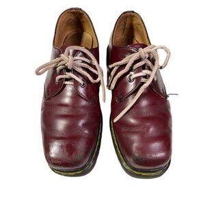 Vintage Dr. Martens Burgundy Leather Lace-Up Shoes Made In England Mens Size UK